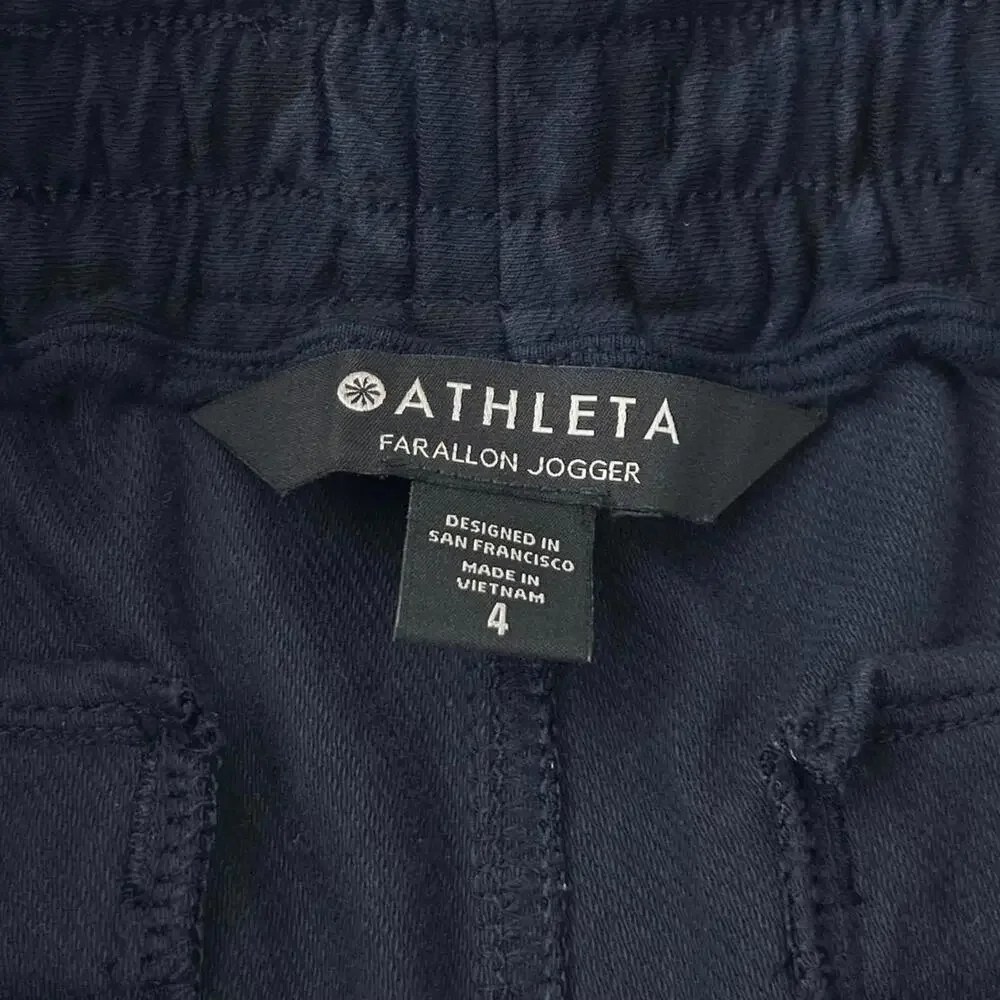 Athleta Farallon Jogger Pants Stratum Camo Navy Elastic Waist Size 4 Stretch - Picture 6 of 9